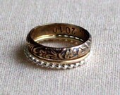 Personalized 3 Stacking Ring Set w 14KY Gold, Antiqued Gold Filled & Modern Silver Stacking Ring w Secret Message By Pale Fish NY