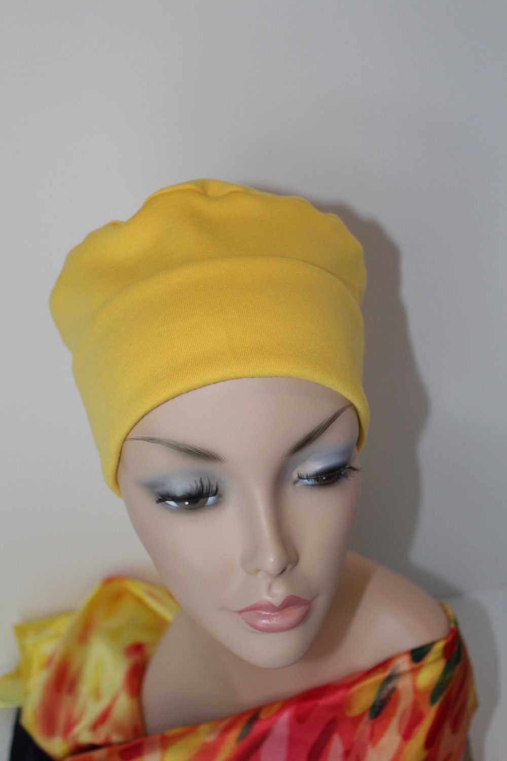 Yellow Chemo Hat Cancer Cap Soft Cotton Knit Warm Hat Women Free Ship in USA