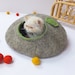 Cat house/Cat bed/Cat cave/Cat vessel. Handmade from natural wool. Grey/Green