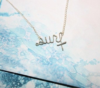 Surf Necklace - Wire Written Word Jewelry - Gift for a Surfer Girl