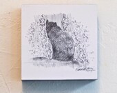 Looking Out the Window 4x4 Wood Mount Print
