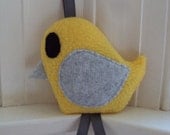 Yellow and Gray Crinkle Bird Toy - Sensory Toy for Baby - Yellow and Grey Baby Toy