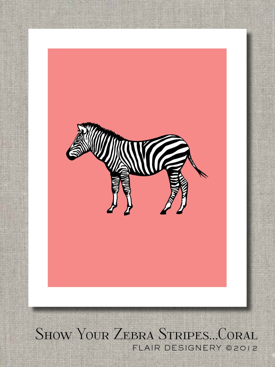 Show Your Zebra Stripes - CORAL - 11 x 14 Fine Art Print by Flair Designery Il_170x135