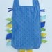 Polka Dots OWL Ribbon Tag Baby Blanket in Blue, Green, Yellow and White with Blue Minky Blankie Lovey Lovie Baby Gift
