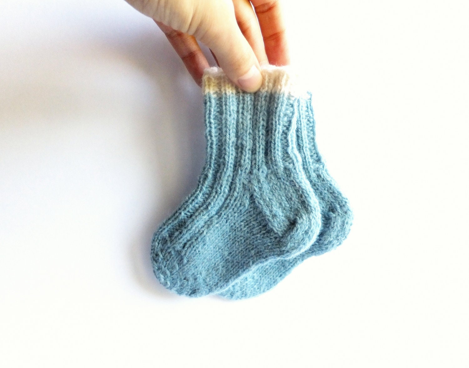 Hand Knitted baby socks /blue/ autumn trends, gift under 25, gifts for children - eljuks