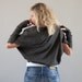 ON SALE-Cropped Shrug Cardigan in Charcoal Grey, Short Sleeved Bolero Shrug, Winter Bolero in Dark Gray Angora Jersey by MoonHalo