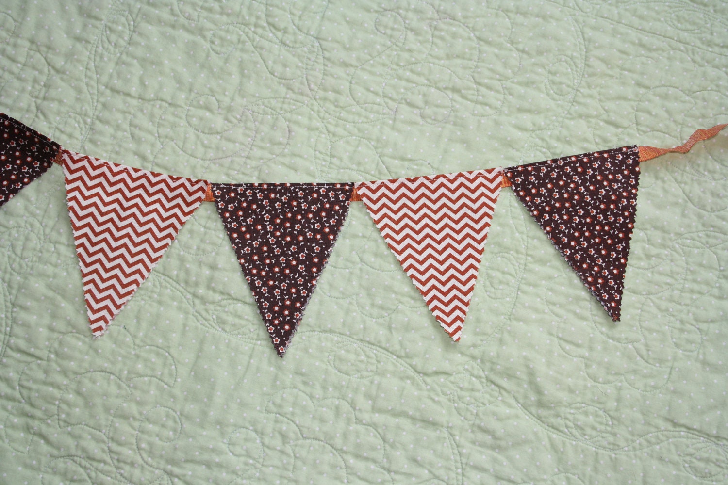 Fabric Bunting- Burnt Orange and Brown