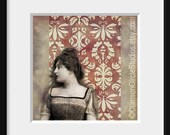 Digital collage - Oh Josephine - 5x5 print, vintage female portrait, nostalgic