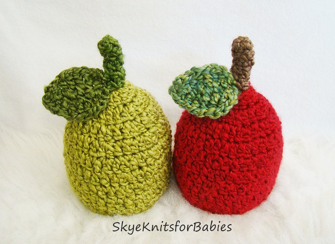 Little Apple Baby Hat You Choose GREEN or RED Photography Prop