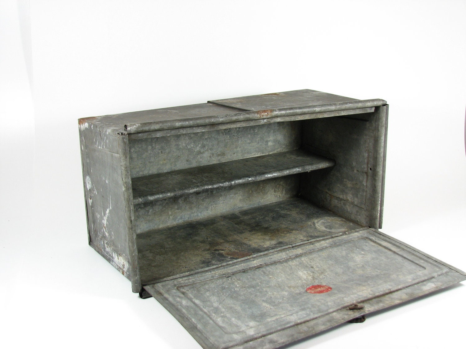 Vintage Metal Box Bread Box Storage Window Refrigerator