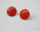 Bakelite Earrings 1940s Chunky Tangerine Orange