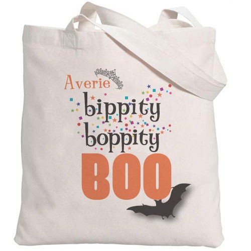 Personalized Bippity Boppity Boo Princess with Rhinestones Halloween Tote or Trick or Treat Eco-Friendly Bag