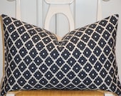 Schumacher - Ziggurat in NAVY - 12 x 20 - Decorative Pillow Cover -  Accent Pillow - Throw Pillow - Geometric - Lattice