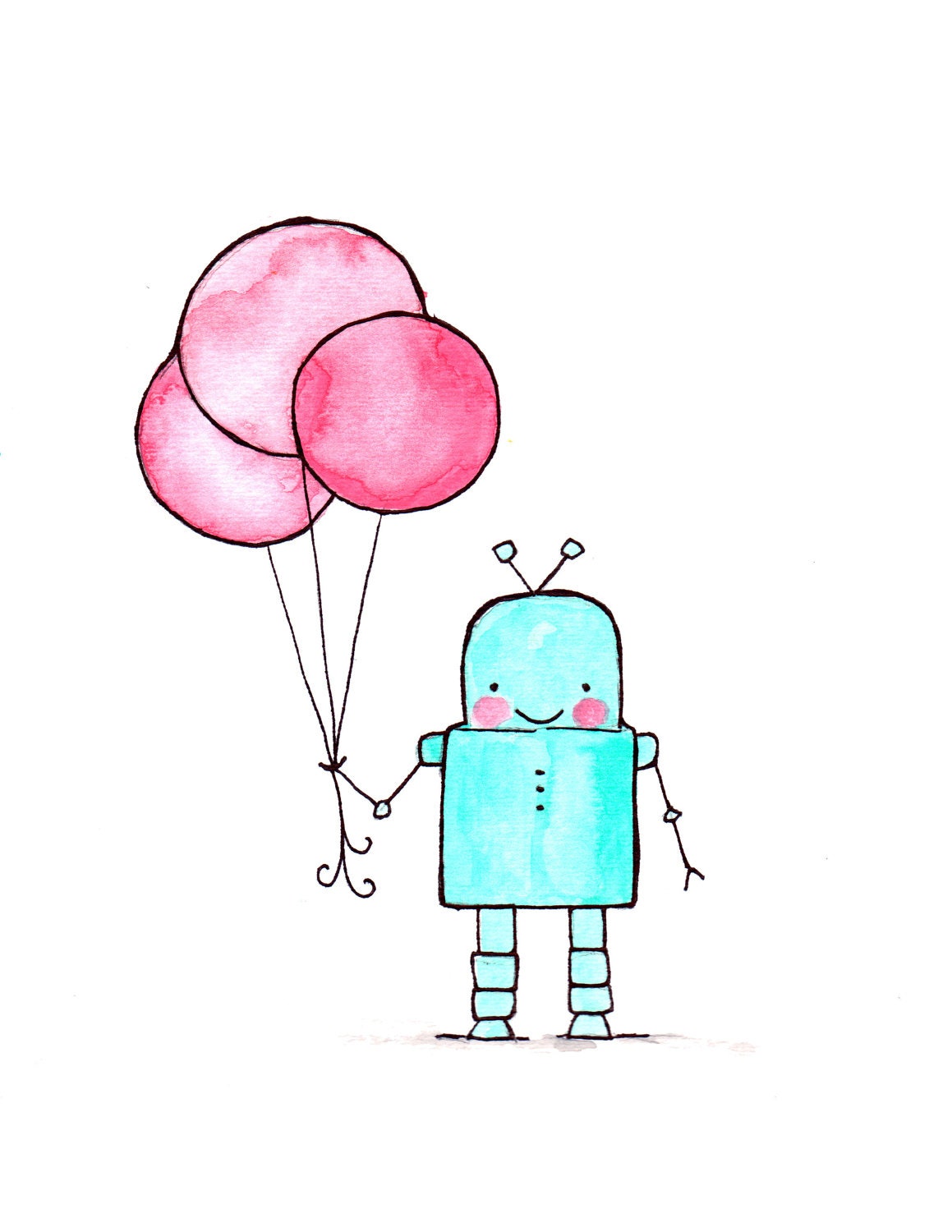 Hello Robot 8x10 archival print, Baby nursery print, childrens art print, kids room decor, kids wall art, child decor, baby art,A simply stu
