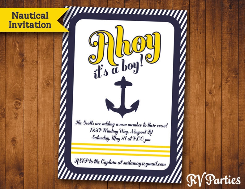 Nautical Sailboat Baby Shower Invitation JPEG Il_570xn