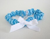 Wedding Garter - Simple White and Bright Blue Garter - Clearance Sale