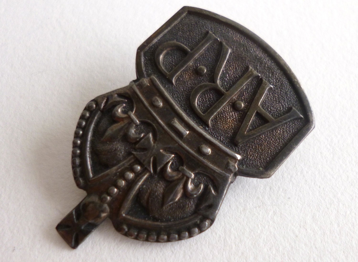 SALE 1938 British Military Crown Pin Badge Sterling Silver