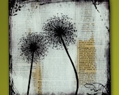 Dandelion Love Handmade Glass and Wood Wall Blox from Upcycled Dictionary page book art - WilD WorDz - Dandilion 1 of 4  Wish
