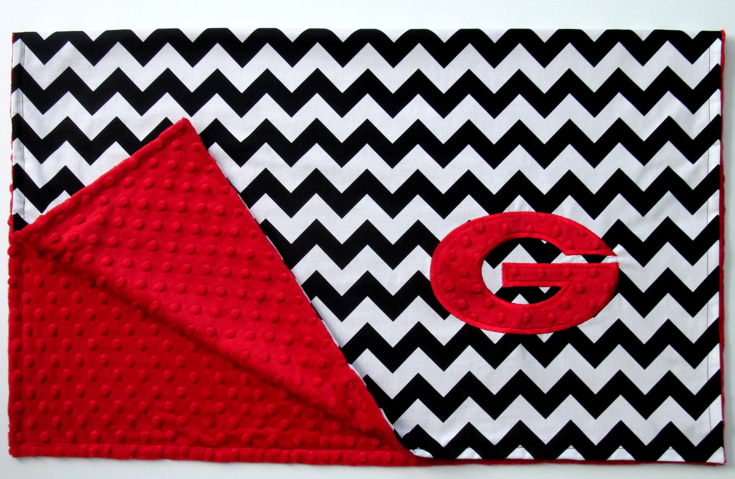 University of Georgia Chevron Minky Dot Blanket