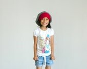 Crochet Cap, Crochet handmade beret, Toddler Girls, Grey, Red, Beautiful Warm Hat - Back to school, unisex kids hat Ready to ship