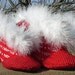 Merry Christmas Baby Boots, handmade quilted infant shoes booties red holiday s2