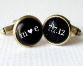 You Heart Me on Our Wedding Day Cufflinks - Custom Initials and Anniversary Date -  Antique Brass Bronze Cuff Links for Him with Love