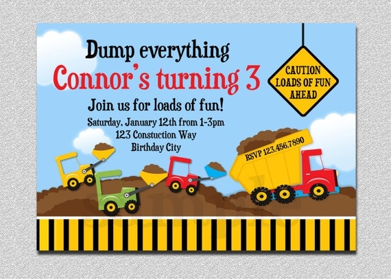 Dump Truck Construction Birthday Invitation Dump Truck Birthday Party Invitation Printable Il_570xn