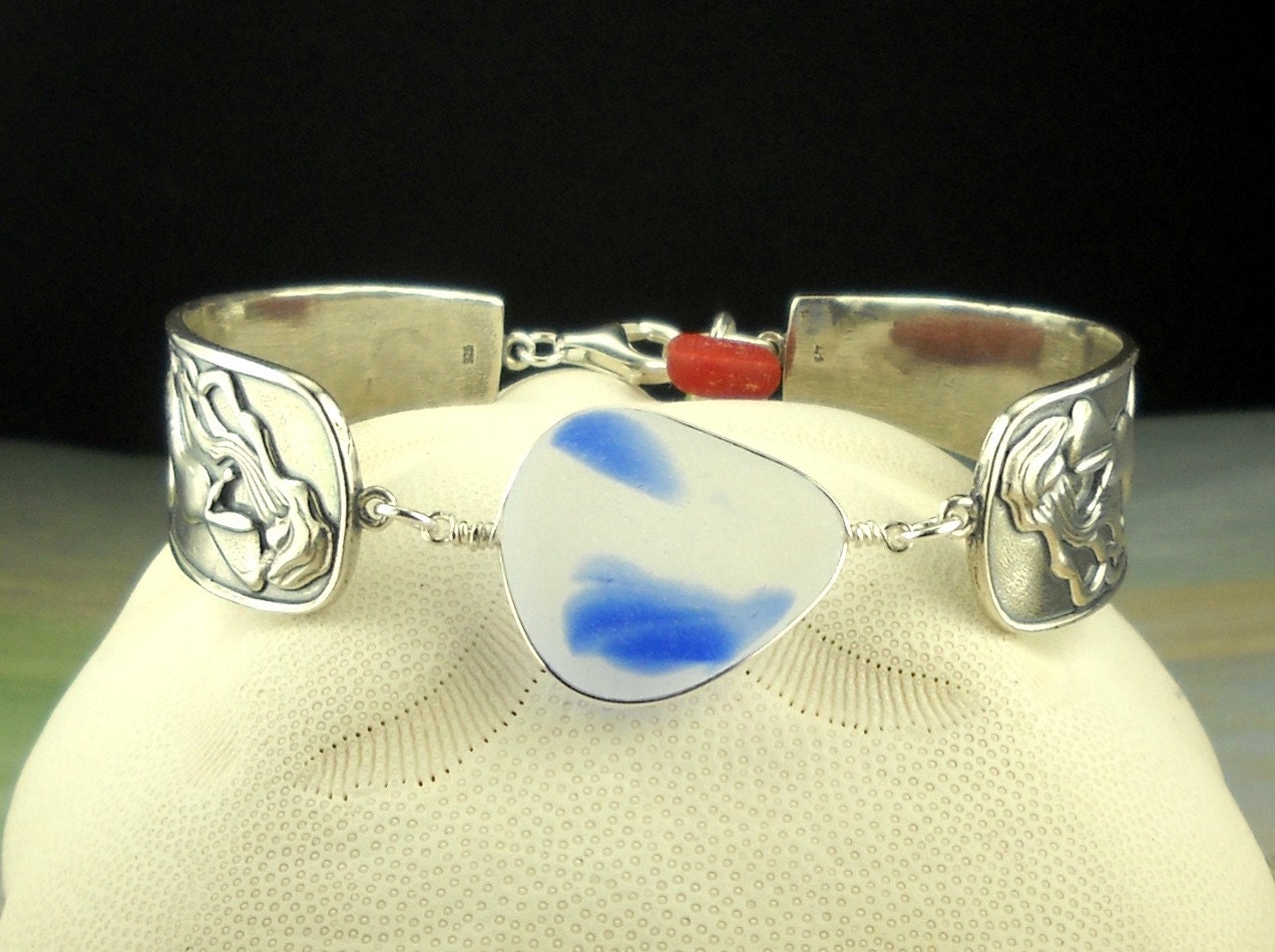 Eco Friendly GENUINE Santa Cruz Sea Glass Bracelet Sterling Silver Mermaids