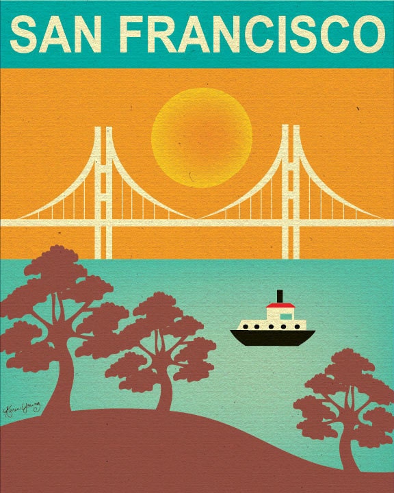 San Francisco Skyline view from Presidio - Wall Art Poster & Print sizes for Home, Office, and Nursery style E8-O-SF13