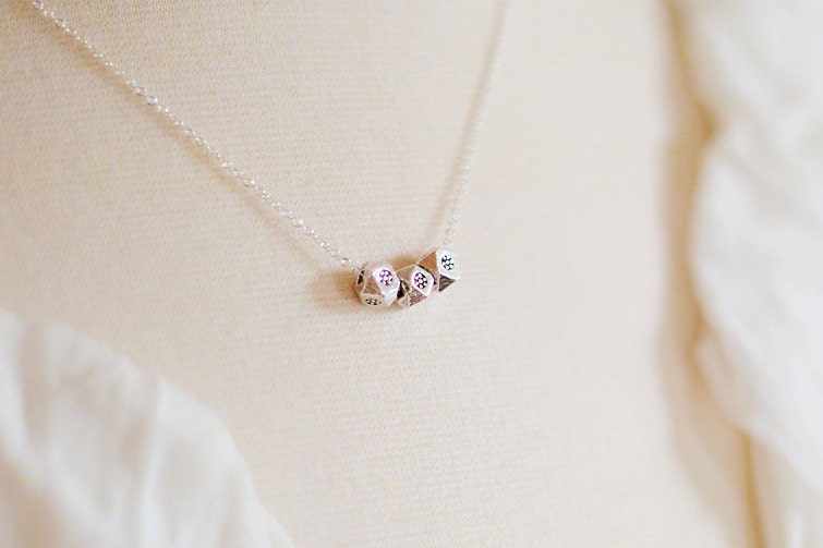 Tiny Triple Nugget Sterling Silver Necklace - casual dainty fine jewelry - by Amore Valkyrie