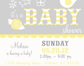 PARTY PRINTABLE  - Bird Nest Modern Baby Shower Invitation - Petite Party Studio