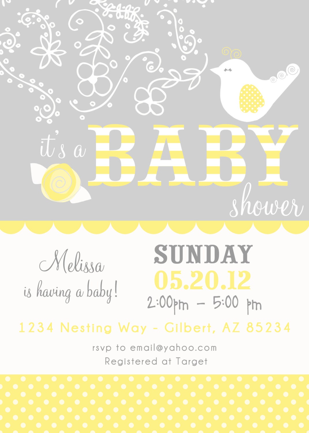PARTY PRINTABLE - Bird Nest Modern Baby Shower Invitation - Petite Party Studio Il_570xn