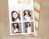 LDS Baptism Photo Invitation (Digital or Printed)- "rainbow bright"