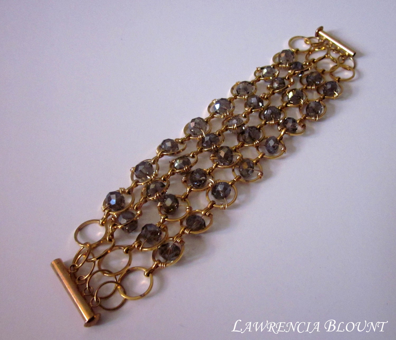 Gold Sparkling Topaz Statement Bracelet