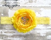 Baby Headband..Yellow Headband..Newborn Headband..Flower Headband..Photo Prop..Toddler Headband