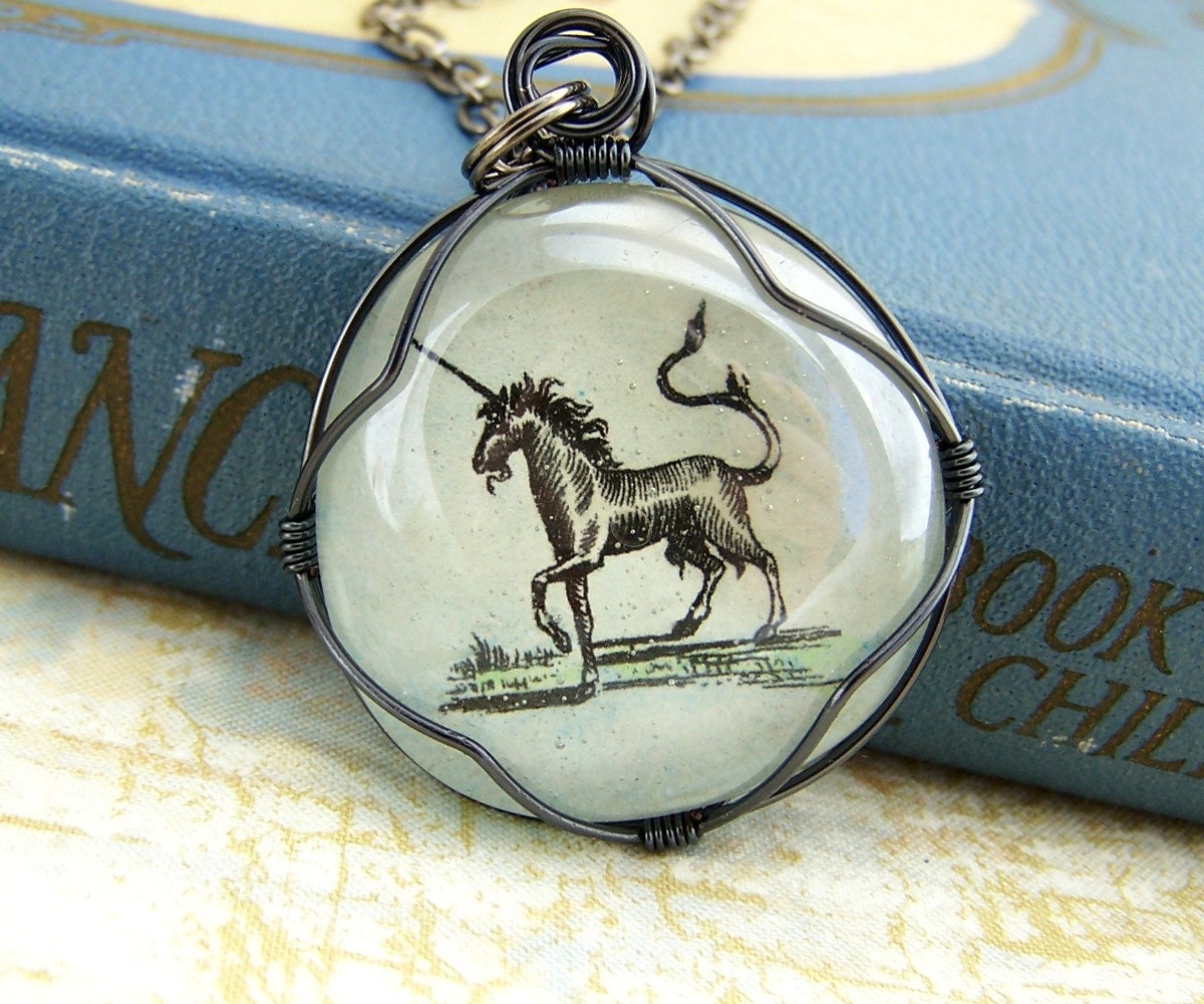 Unicorn Necklace - wire wrapped glass pendant - unicorn jewelry - Made to Order