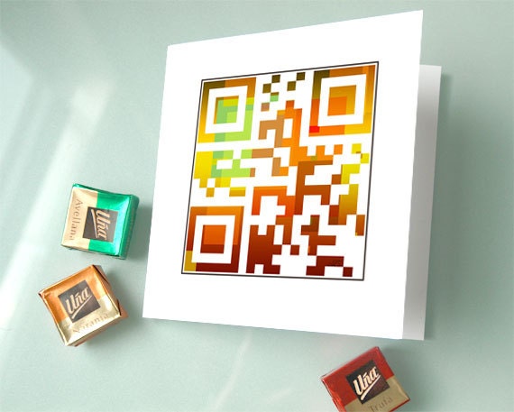 Thank you card - Thank you or personalized message for an additional 3 dollars - New Year - QR code art