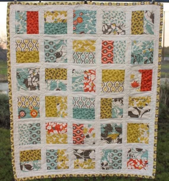 QUILT, Half Square Baby Crib Carseat Stroller Wall Hanging Quilt