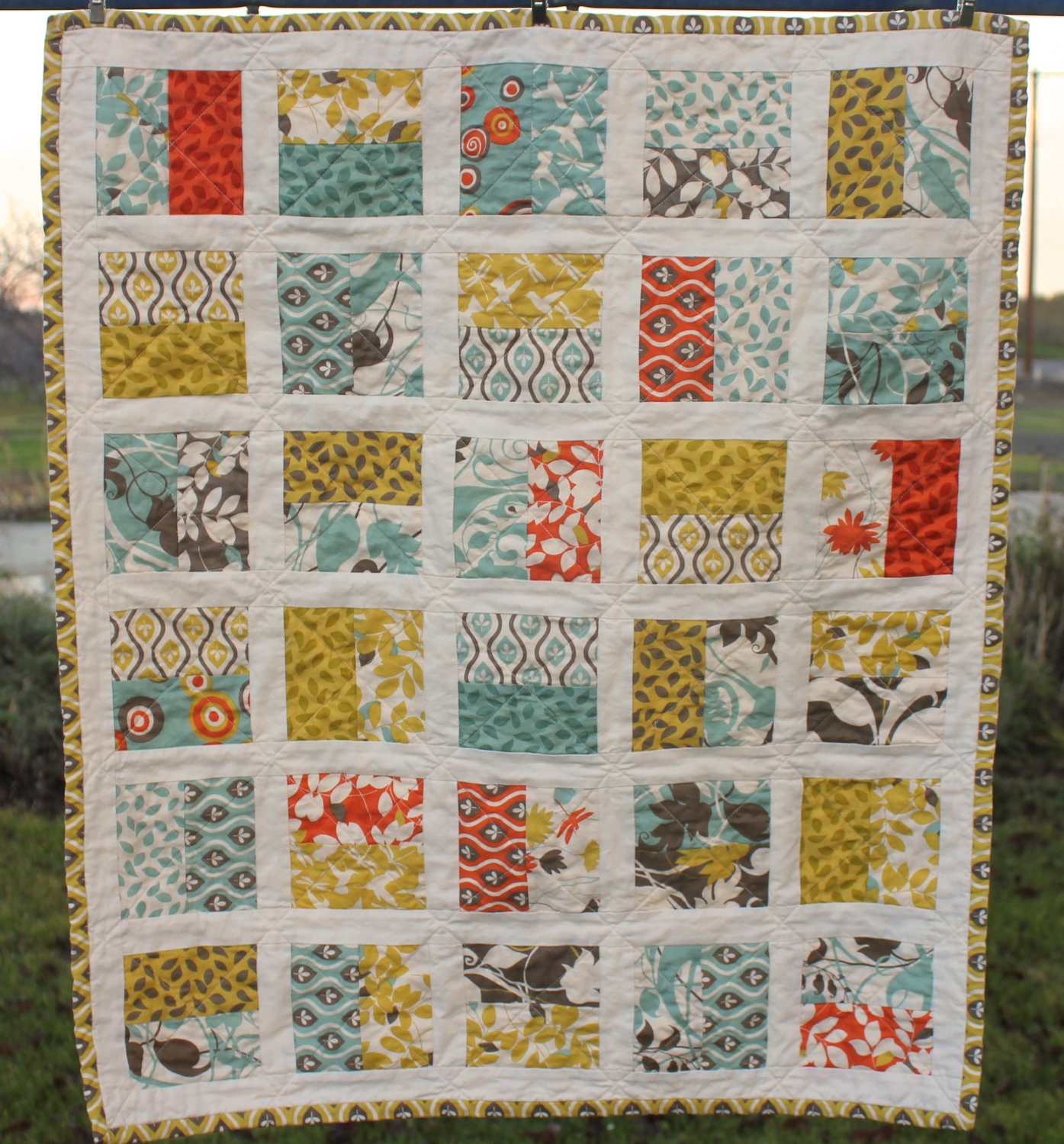 QUILT, Half Square Baby Crib Carseat Stroller Wall Hanging Quilt