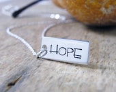 there is always hope stamped pendant necklace sterling silver