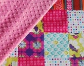 COUTURE Crib Quilt. Michael Miller Heaven & Helsinki by Patty Young. QUILTED 30x43 Minky back.