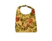 Large Floral Hobo Bag Purse Tan Coral Green