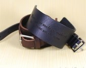 men's "hidden message" custom engraved  leather cuff THE STEINBECK