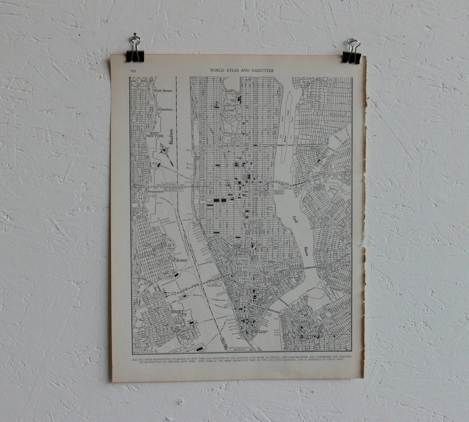 Vintage Map-City of New York (Lower Manhattan)-Early 20th Century