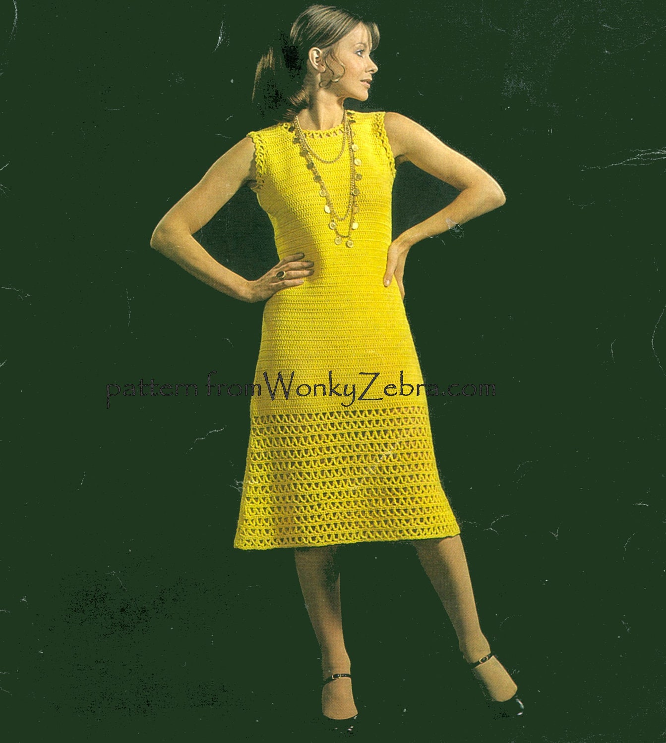 Vintage Crochet Mini Midi Maxi Dress Pattern PDF 436 from WonkyZebra