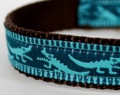 Teal Alligators Dog Collar / Preppy