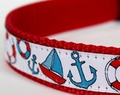 Sailing Away Dog Collar / Nautical ribbon