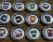 Superhero Hello Kawaii Kitty Bottle Cap Your Choice of Necklace / Zipper Pull / Keychain Party Favors.