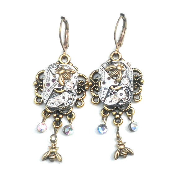 Honey Bee Steampunk Earrings