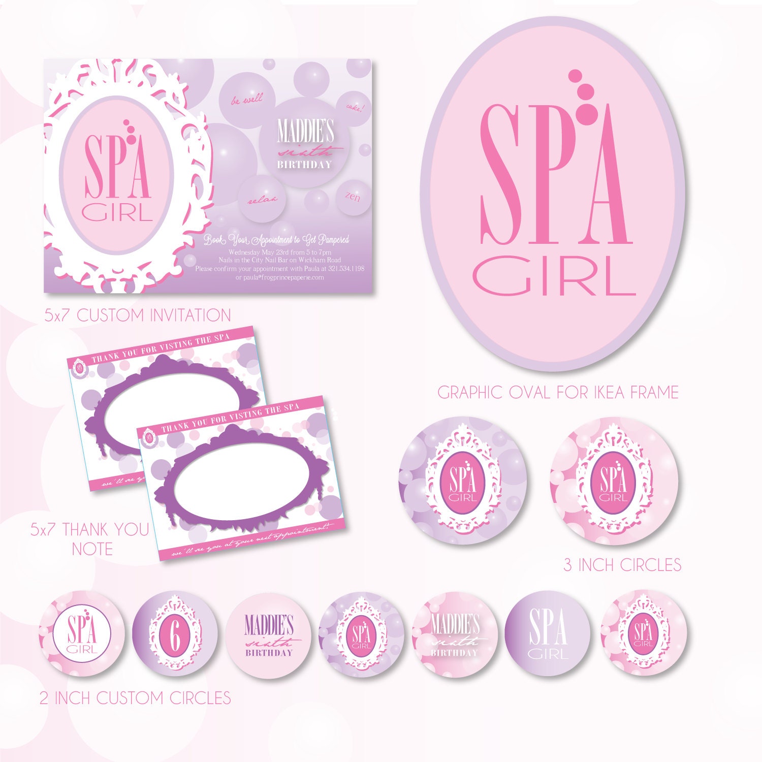 SPA Girl Custom Printable Party set Il_570xn